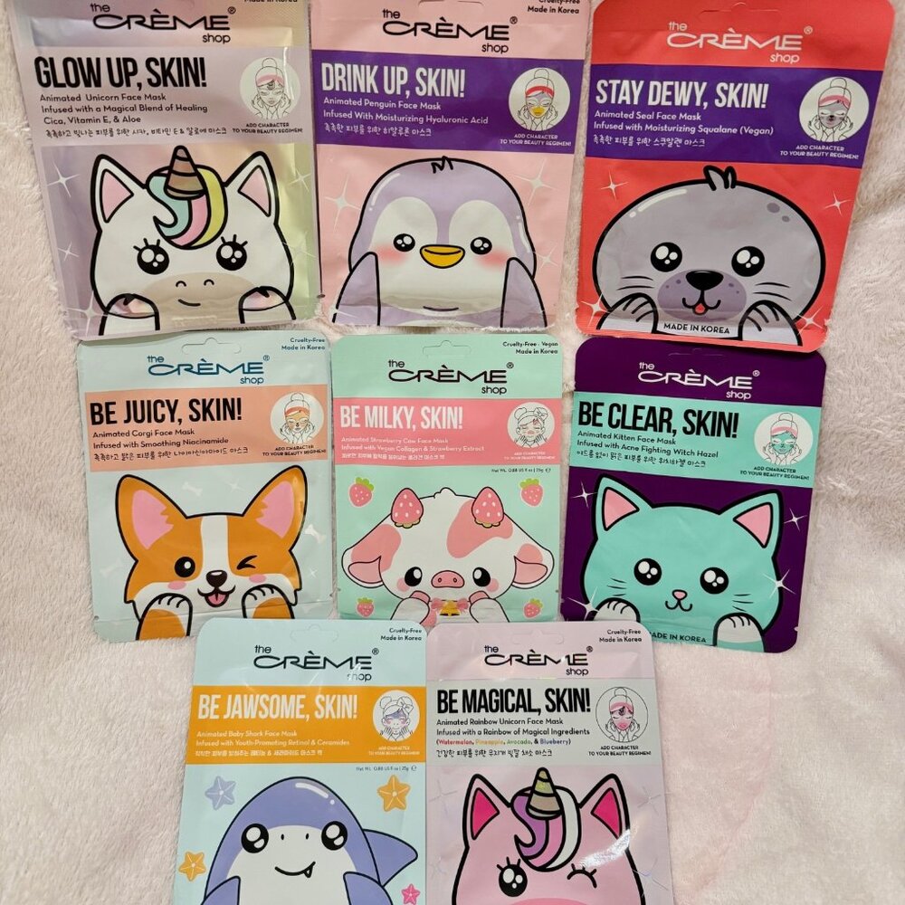 The Crème Shop Animated Sheet Masks (Set of 8) - A K-Beauty Must Have!